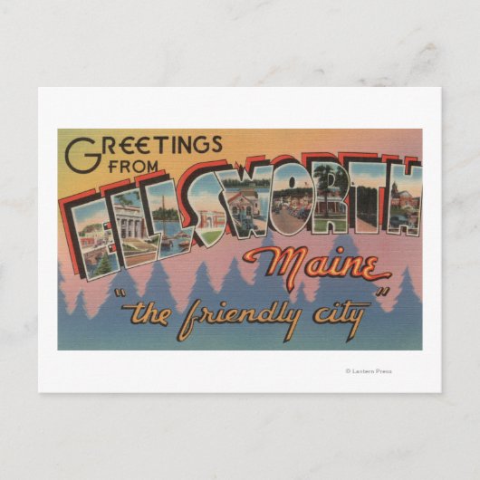 メイン州エルズワース – ラージレターシーン ポストカード (正面)