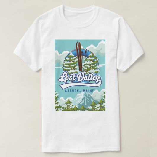 メイン州オーバーン、ロストバレーのスキー Tシャツ (デザイン正面)