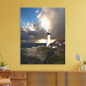 メイン州ケープエリザベス州ポートランドヘッドライト キャンバスプリント (インサイチュ (リビング))