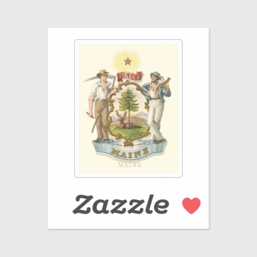 メイン州コート・オブ・アームズ(ヴィンテージ1870s) シール (シート)