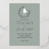 メイン州シルエットシンプルデスティネーションウェディング  箔招待状 (正面)