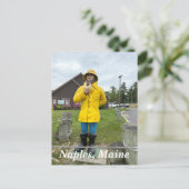 メイン州ナポリの漁師の像 シーズンポストカード (スタンド正面)