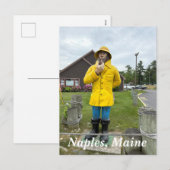 メイン州ナポリの漁師の像 シーズンポストカード (正面/裏面)