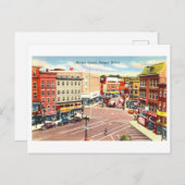 メイン州バンゴールのマーケットスクエアのヴィンテージビュー、 ポストカード (正面/裏面)