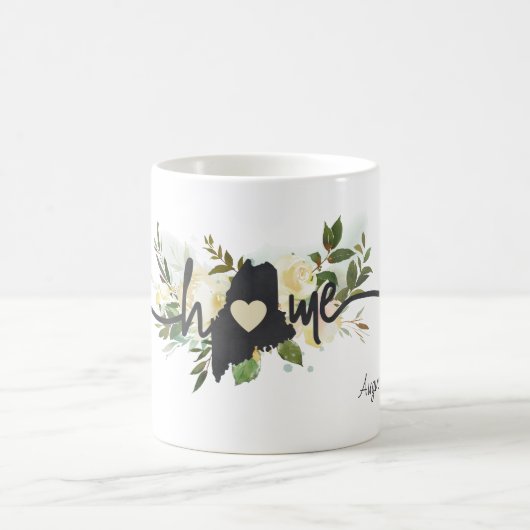 メイン州パーソナライズされたユアホームシティ素朴 コーヒーマグカップ (中央)