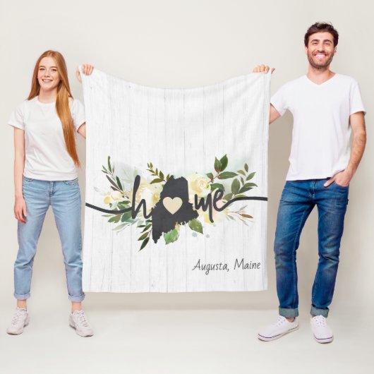 メイン州パーソナライズされたユアホームシティ素朴 フリースブランケット (インサイチュ)