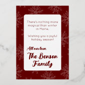 メイン州ファミリーのホリデーカードを箔押しで 箔シーズンカード (裏面)