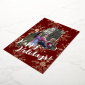 メイン州ファミリーのホリデーカードを飾る 箔シーズンカード (回転した状態)