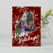 メイン州ファミリーのホリデーカードを飾る 箔シーズンカード (立ち正面)