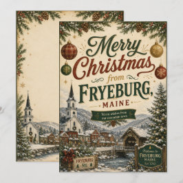 メイン州フライバラグのクリスマスグリーティングカード シーズンカード
