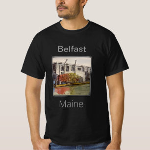 メイン州ベルファストの港とロブスタートラップ Tシャツ
