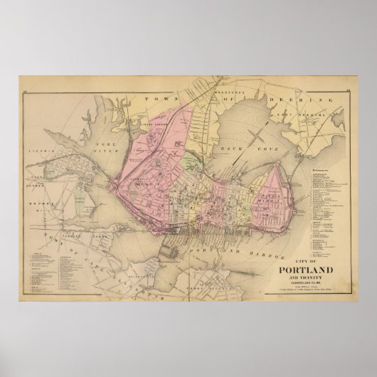 メイン州ポートランドとその周辺 ポスター (正面)