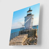 メイン州ポートランドブレークウォーターライトハウス スクエア壁時計 (傾斜)