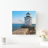 メイン州ポートランドブレークウォーターライトハウス スクエア壁時計 (ホーム)