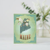 メイン州マップ – 緑 ポストカード (スタンド正面)