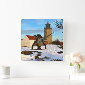 メイン州モンハイガンアイランドライトハウス スクエア壁時計 (ホーム)