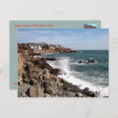 メイン州ヨークハーバーのロッキー海岸線 ポストカード (正面/裏面)