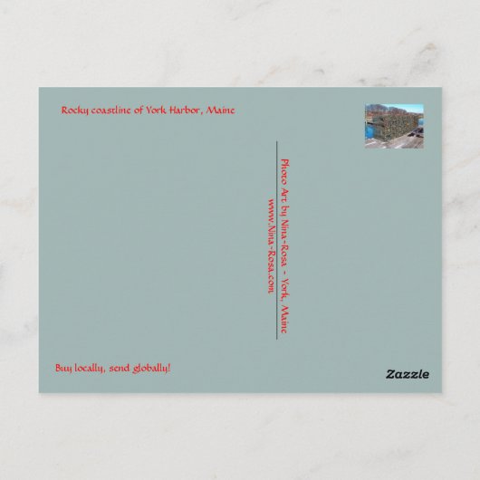 メイン州ヨークハーバーのロッキー海岸線 ポストカード (裏面)