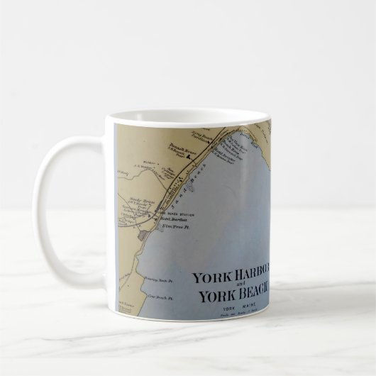 メイン州ヨークビーチのヴィンテージ地図 コーヒーマグカップ (左)
