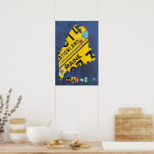 メイン州ライセンスプレートマップ ポスター (キッチン)