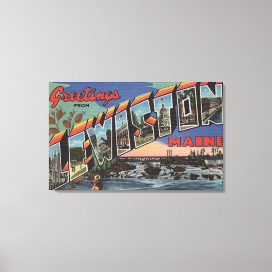 メイン州レウィストン(リバーシーン) キャンバスプリント (正面)