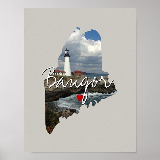 メイン州写真の挿入と町名 ポスター (正面)