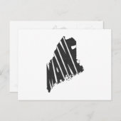 メイン州名ワードアートブラック ポストカード (正面/裏面)