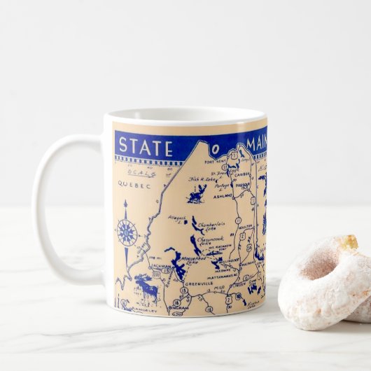 メイン州地図マグ コーヒーマグカップ (ドーナツ)