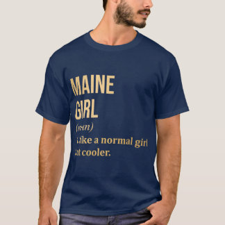 メイン州女子の定義 メイン州をゴールドで Tシャツ