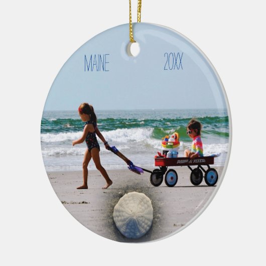 メイン州家族の写真 セラミックオーナメント (左)