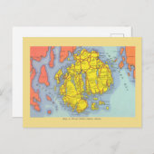 メイン州山砂漠島のヴィンテージの地図 ポストカード (正面/裏面)