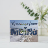 メイン州旗からの挨拶ハートUSA ポストカード (スタンド正面)