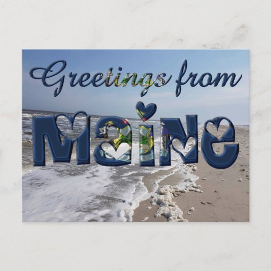 メイン州旗からの挨拶ハートUSA ポストカード (正面)
