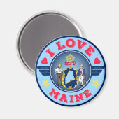 メイン州旗と地図が大好き マグネット (正面/裏面)