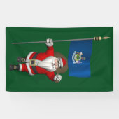 メイン州旗を持つサンタクロース 横断幕 (横)