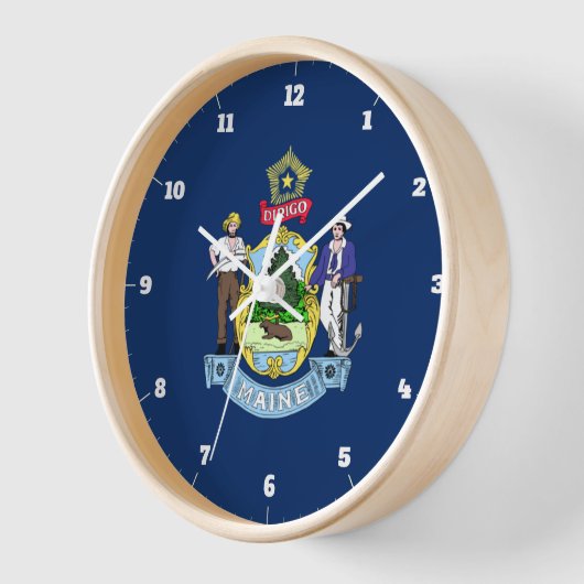 メイン州旗 壁時計 (傾斜)