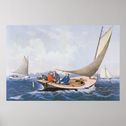 メイン州沖の青い魚のトローリング ポスター (正面)