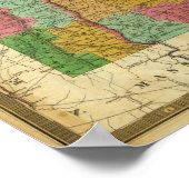 メイン州、ニューハンプシャー州、バーモントの地図 ポスター (角)