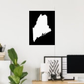 メイン州（白と黒） ポスター (ホームオフィス)