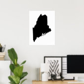 メイン州（白黒） ポスター (ホームオフィス)