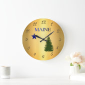 メイン州(1901)国旗 ラージ壁時計 (ホーム)