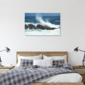 メイン州Pemaquid Pointでの波動アクション キャンバスプリント (インサイチュ (寝室))