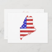 メイン愛国的な州の形をしたアメリカ国旗 ポストカード (正面/裏面)