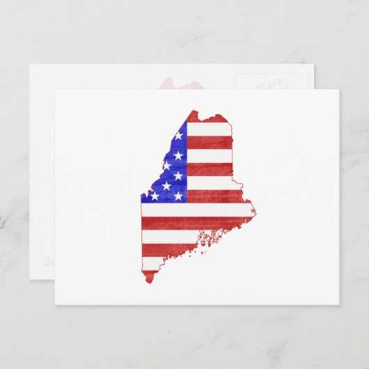 メイン愛国的な州の形をしたアメリカ国旗 ポストカード (正面/裏面)