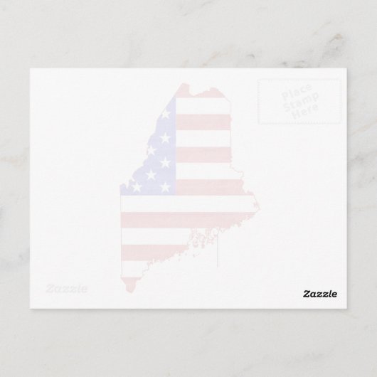 メイン愛国的な州の形をしたアメリカ国旗 ポストカード (裏面)