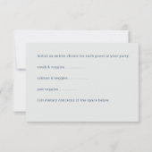 メイン料理の選択肢付きの結婚式返信カード 出欠カード (裏面)