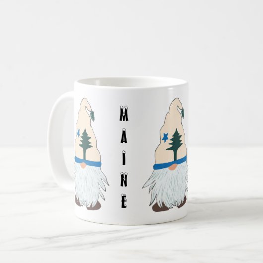 メイン格言とメイン州旗ハット – ウェルカムホーム コーヒーマグカップ (正面左)