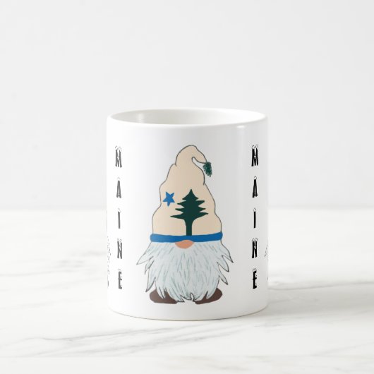 メイン格言とメイン州旗ハット – ウェルカムホーム コーヒーマグカップ (中央)