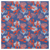 メイン沿岸ロブスター赤白青 パターン（の模様が）ある ファブリック (見本)