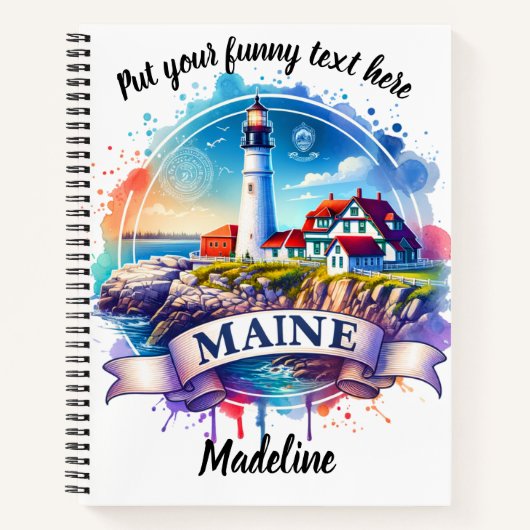 メイン海岸灯台の水色 ノートブック (正面)